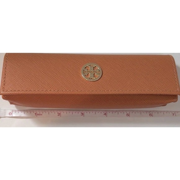 Tory Burch Orange Case Eyeglass Gold Eyeglasses Reading Glasses Logo Pouch Glass - Picture 3 of 8